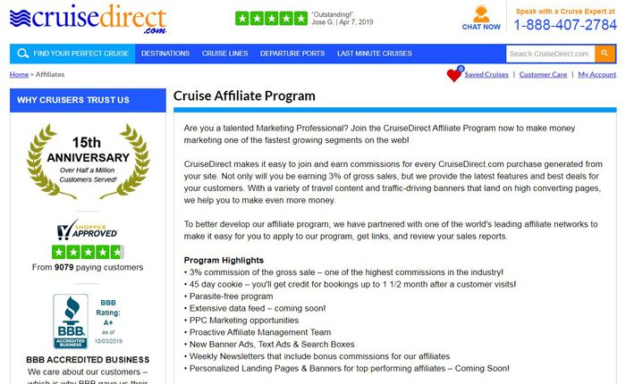 CruiseDirect Affiliate Program-Booking-Cruise