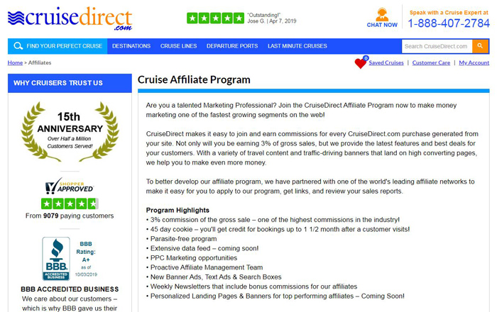 CruiseDirect Affiliate Program-Booking-Cruise